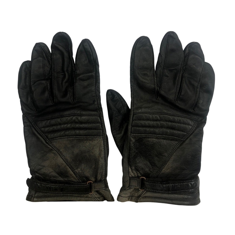 Olympia Men's Genuine Leather Motorcycle Gloves Black Buckle‎ Detail Size XL